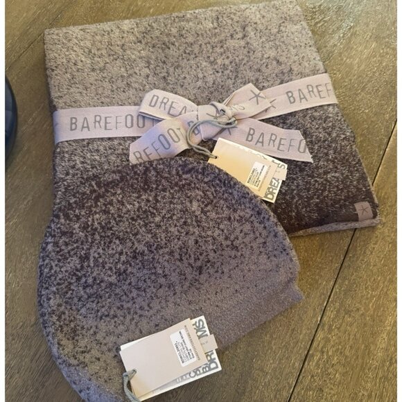 Barefoot Dreams Scarf & Beanie Storm Gray Dark Brown Cozy Chic Confetti NWT - Picture 1 of 3